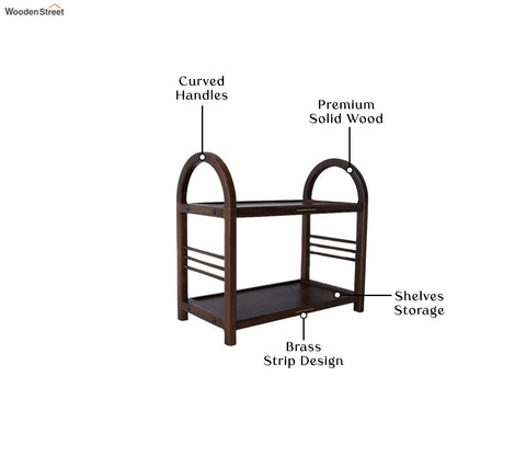 Arika Solid Wood Kitchen Rack (Teak Finish)