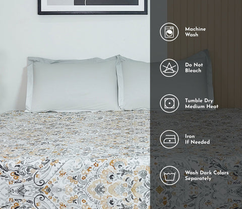Yantra 180 TC Flat Pure Cotton King Size Bedsheet With 2 Pillow Covers (White)