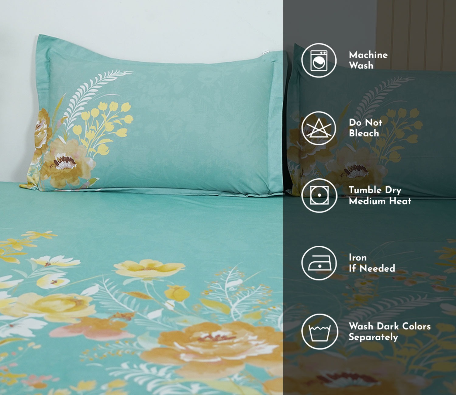 Marigold 144 TC Flat Pure Cotton King Size Bedsheet With 2 Pillow Covers (Blue)