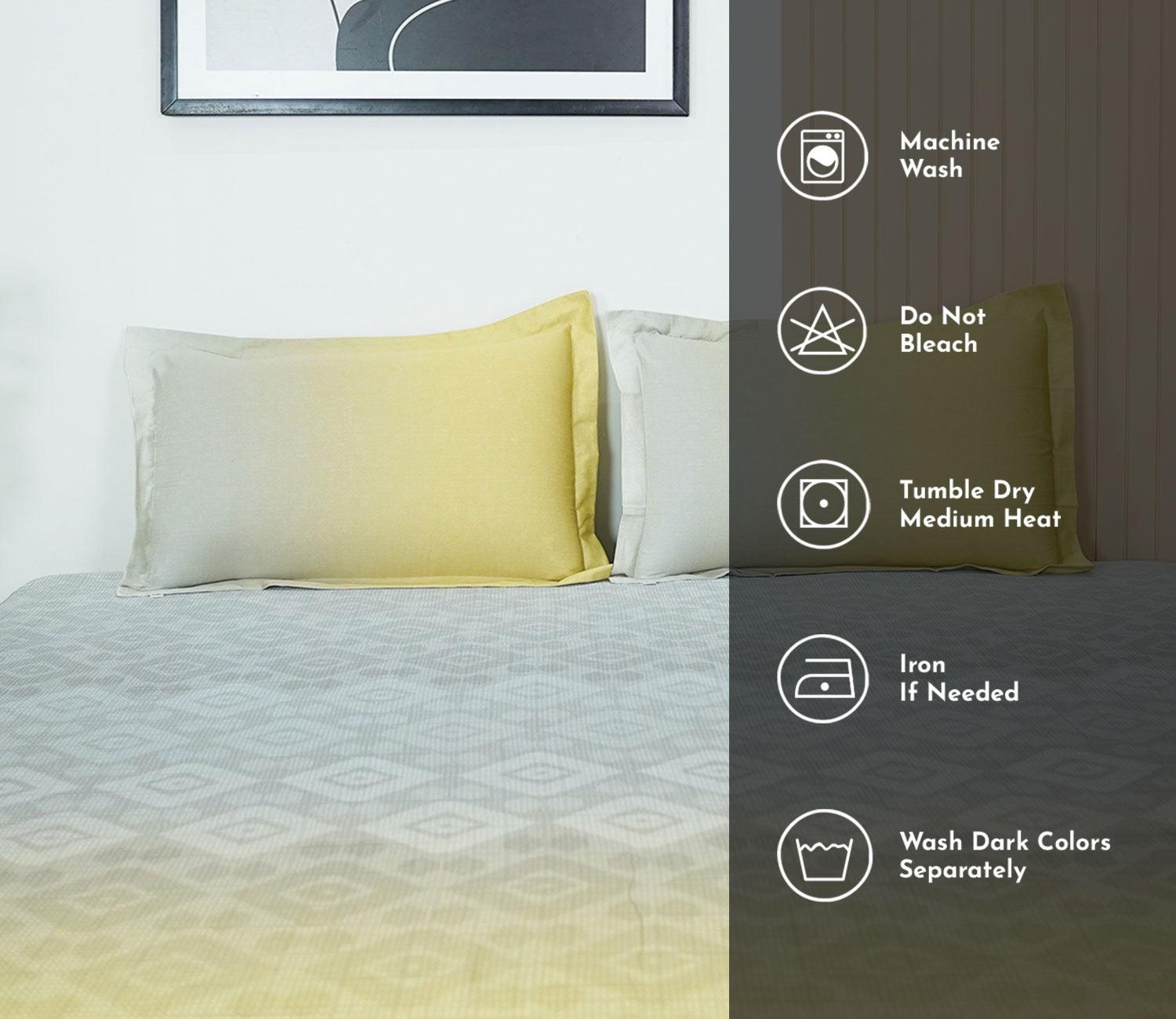 Rhombo 300 TC Flat Pure Cotton King Size Bedsheet With 2 Pillow Covers (Mustard)