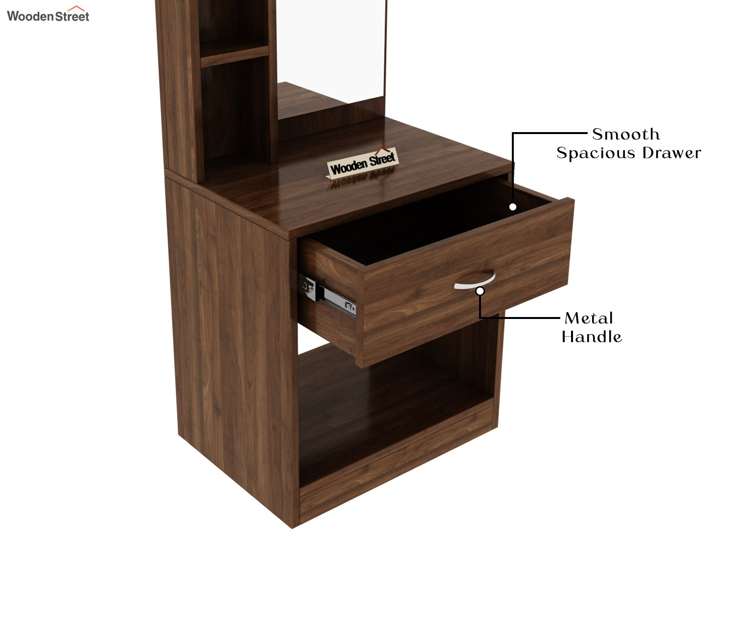 Orbit Dressing Table With Mirror (Columbian Walnut Finish)