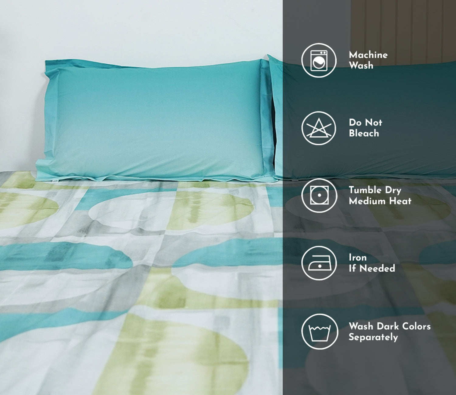 Circle 180 TC Flat Pure Cotton King Size Bedsheet With 2 Pillow Covers (Blue)