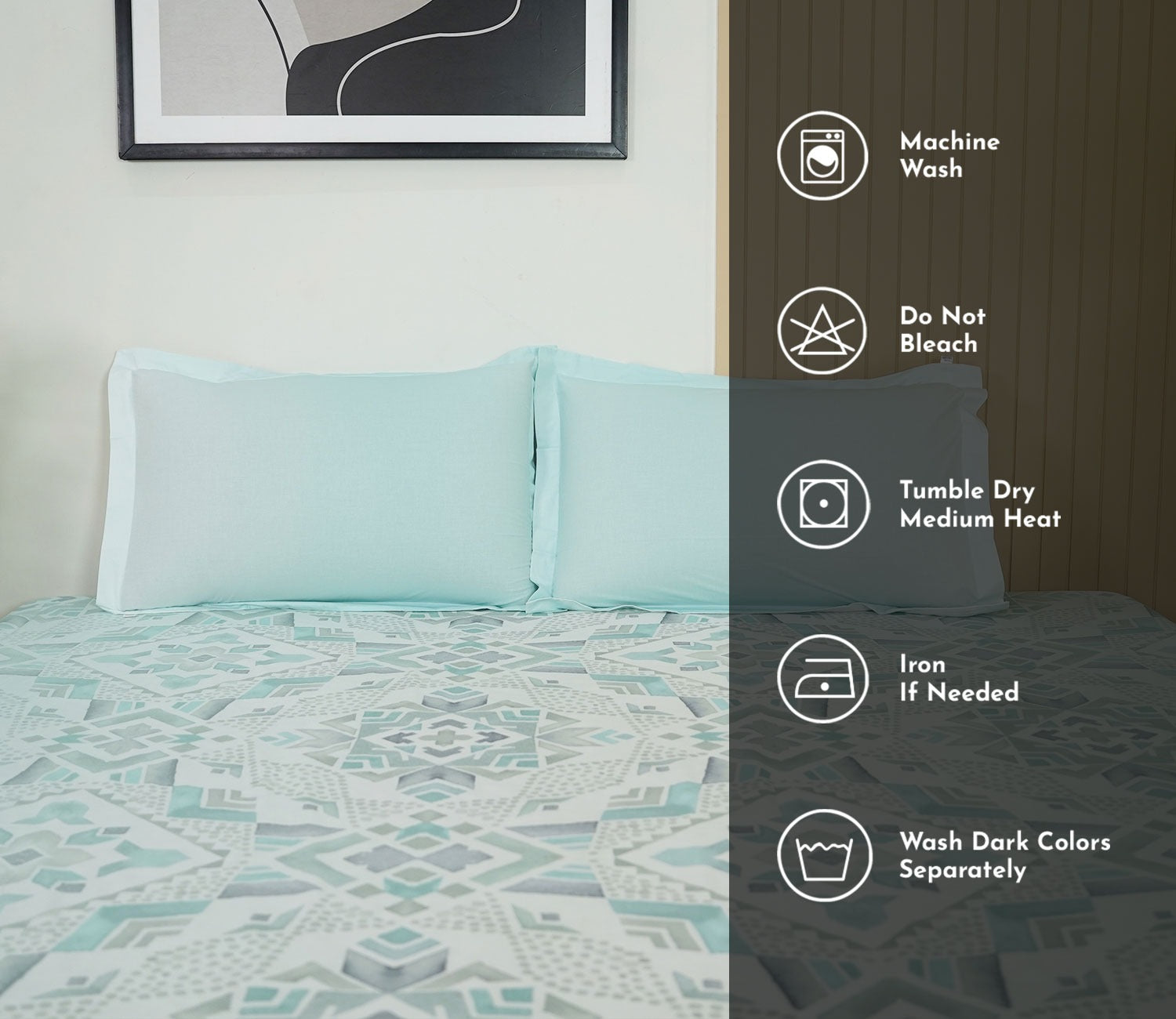 Saaj 144 TC Flat Pure Cotton King Size Bedsheet With 2 Pillow Covers (Green)