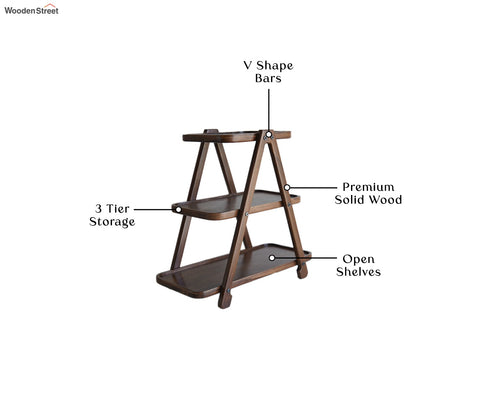 Saira 3 Tier Solid Wood Kitchen Rack (Teak Finish)