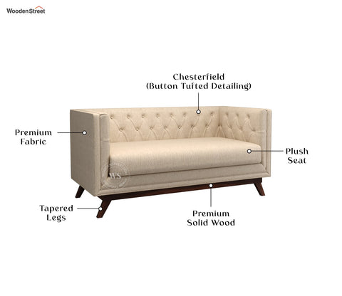 Berlin 2 Seater Sofa (Cotton, Jade Ivory)