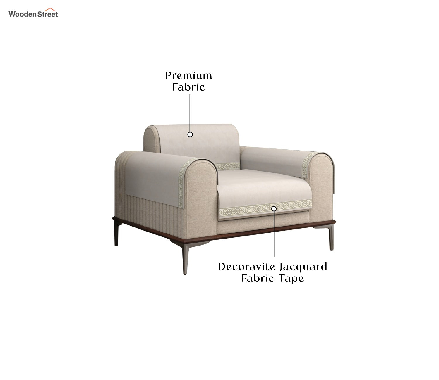 Cambridge 1 Seater Premium Sofa Cover - Set of 4 (Cashew White)