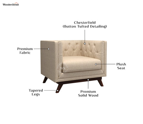 Berlin 1 Seater Sofa (Cotton, Jade Ivory)