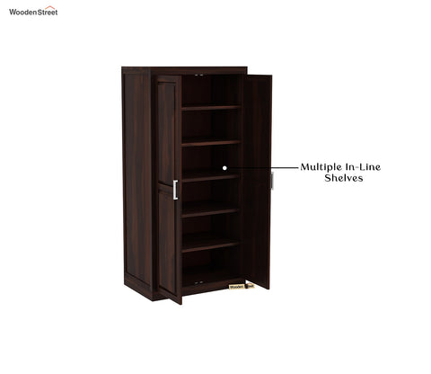 Nixon Solid Wood 2 Door Cupboard (Walnut Finish)