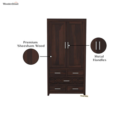 Allan Sheesham Wood 2 Door Wardrobe (Walnut Finish)