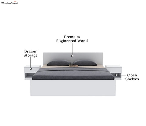 Clemency Bed without Storage (King Size, Frosty White Finish)