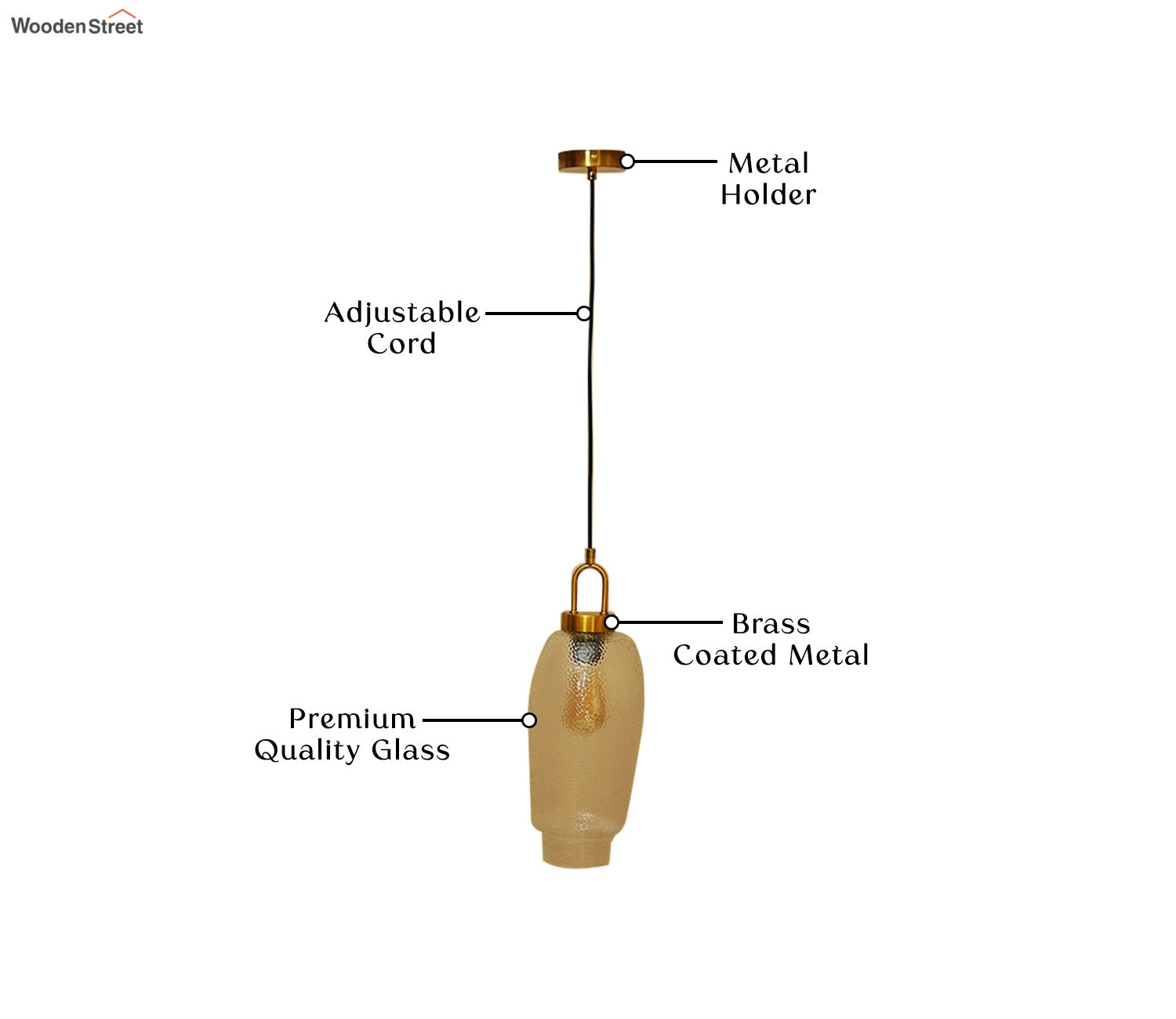 Elision Textured Glass and Metal Hanging Light (Gold, L)