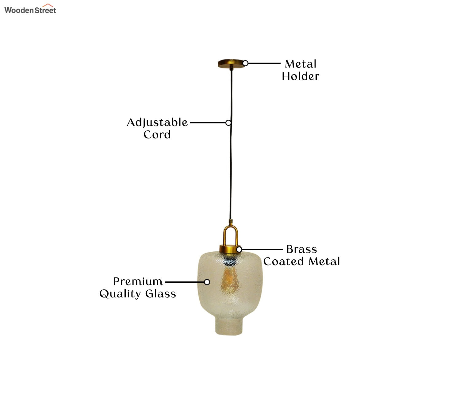 Elision Textured Glass and Metal Hanging Light (Gold, M)