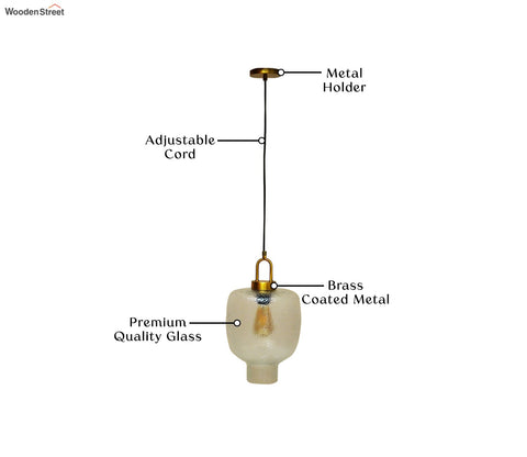 Elision Textured Glass and Metal Hanging Light (Gold, M)