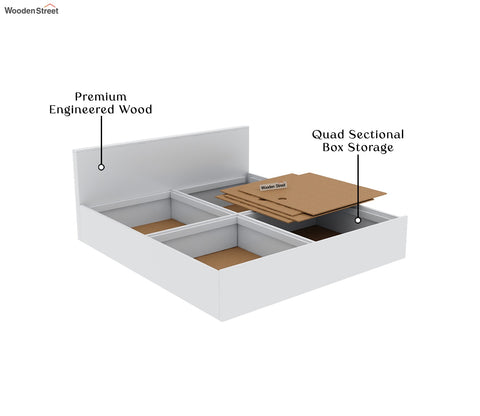 Clemency Bed with Box Storage (Queen Size, Frosty White Finish)