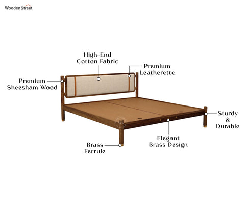 Sarthi Sheesham Wood Bed Without Storage (Queen Size, Teak Finish)