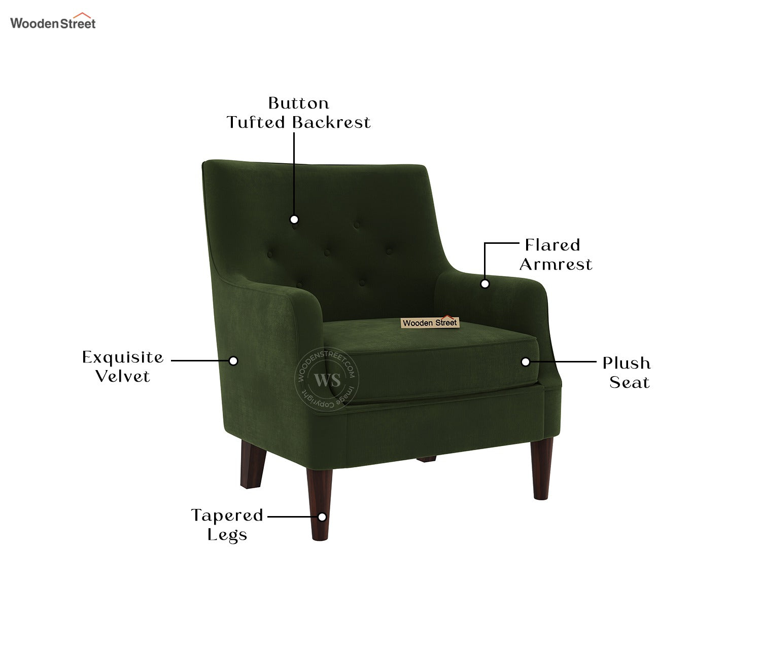 Adoree Lounge Chair (Dark Olive Green)