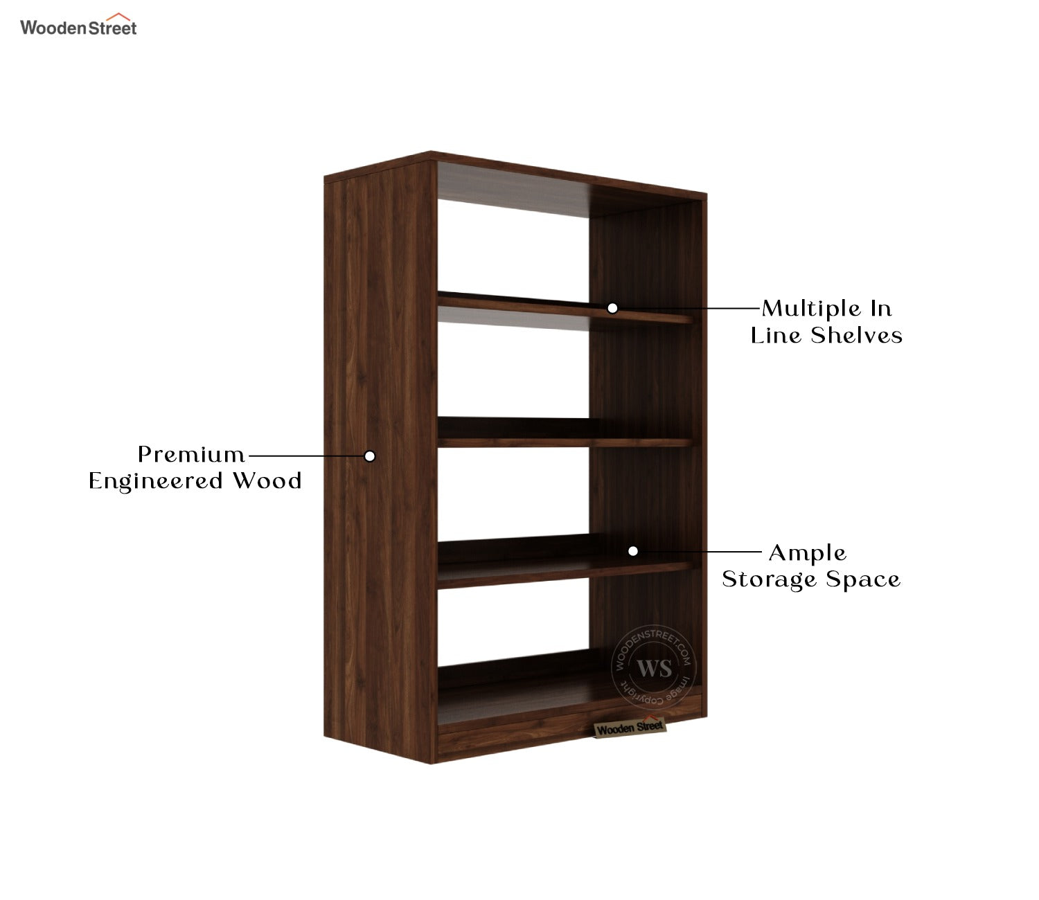 Astra Open Bookshelf (Columbian Walnut Finish)