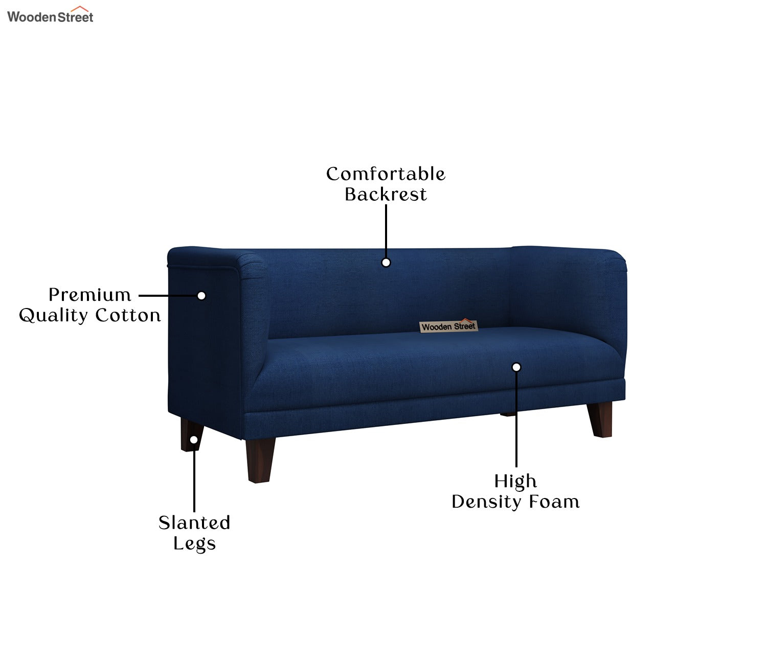 Dexter 3 Seater Fabric Sofa (Cotton, Azure Blue)