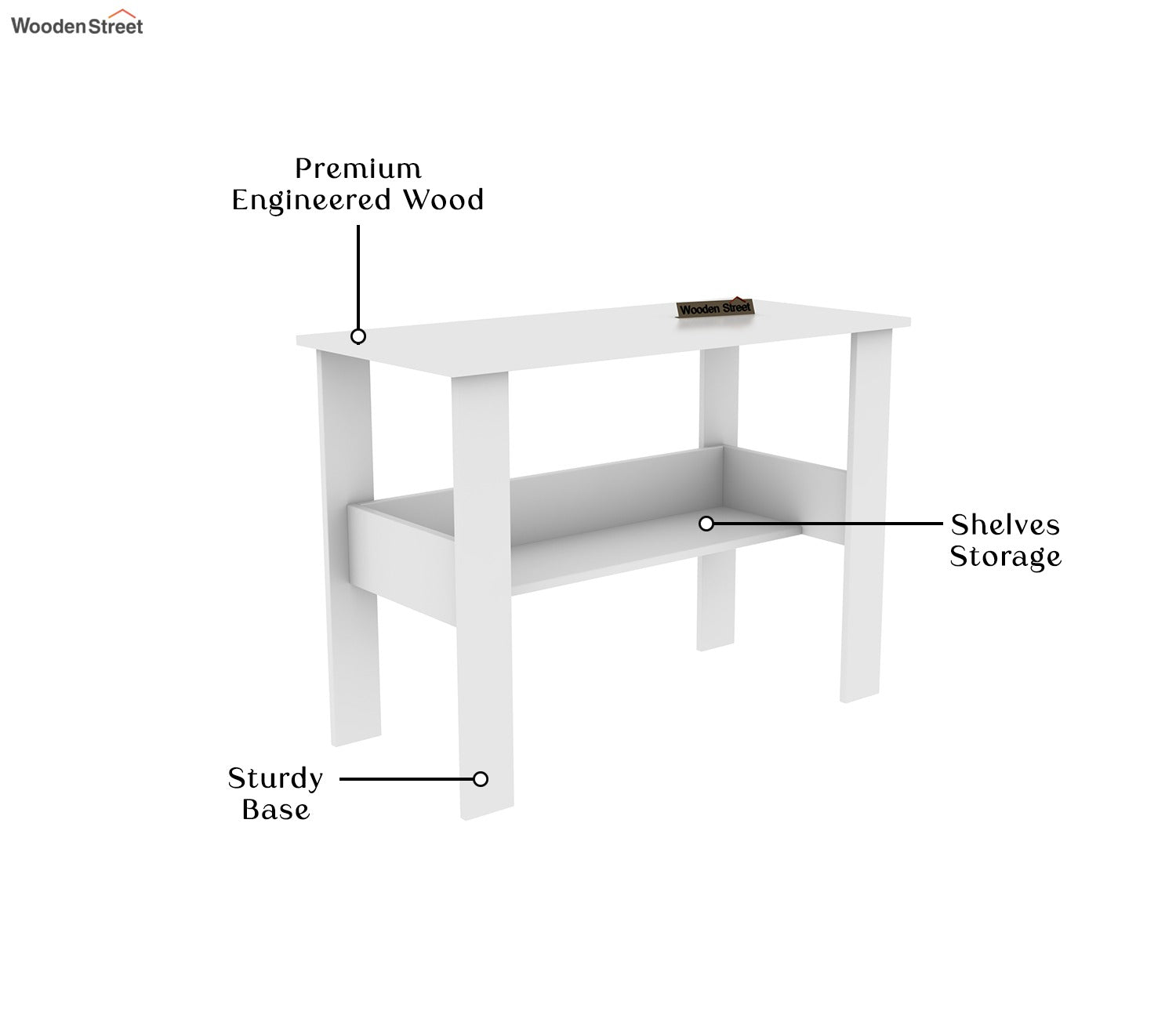 Brook Engineered Wood Study Table (Frosty White Finish)