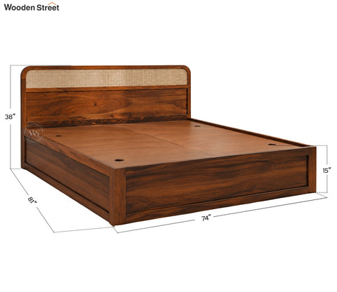 Balikos Sheesham Wood Box Storage Bed (King Size, Teak Finish)