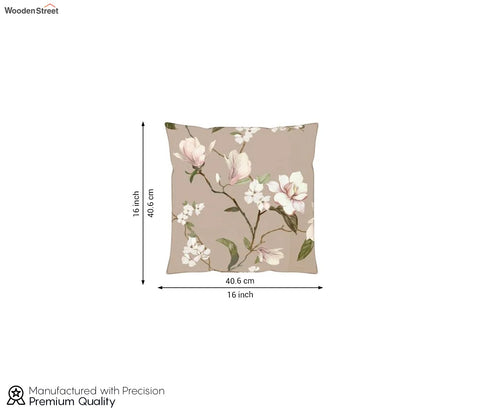 Krista Cushion Cover with Filler - Pack of 1 (16x16 Inch, Magnolia Beige)