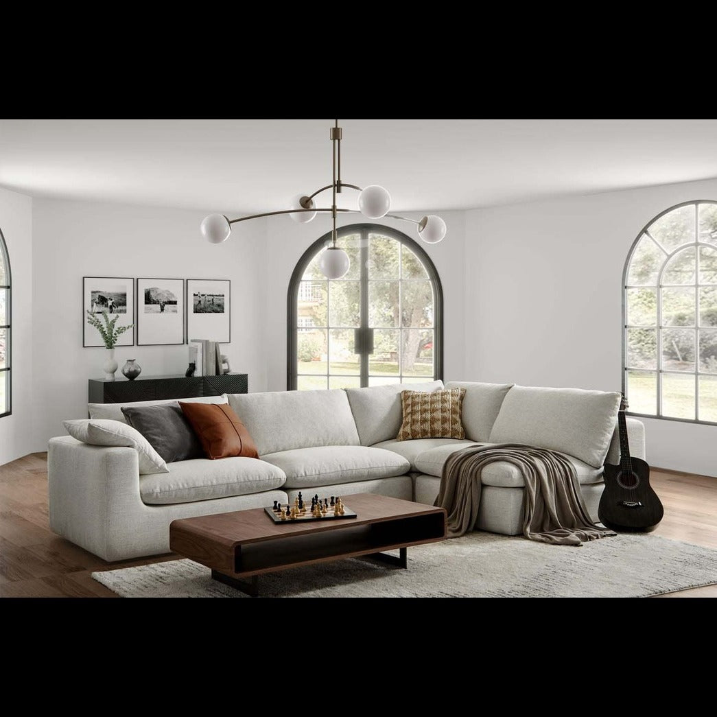 Trueliving Modern Light Four Seater Sofa Linen Finish 76.2D x 177.8W x 76.2H Centimeters