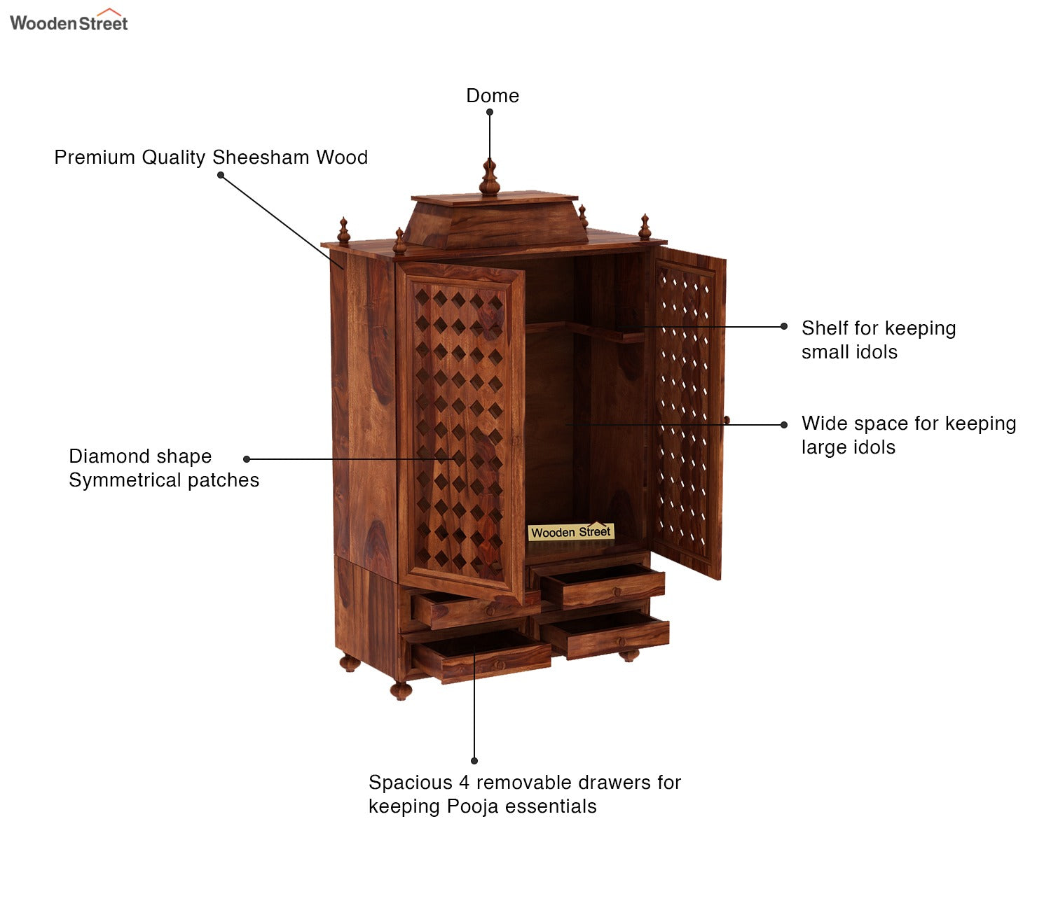 Maurya Home Temple (Honey Finish)