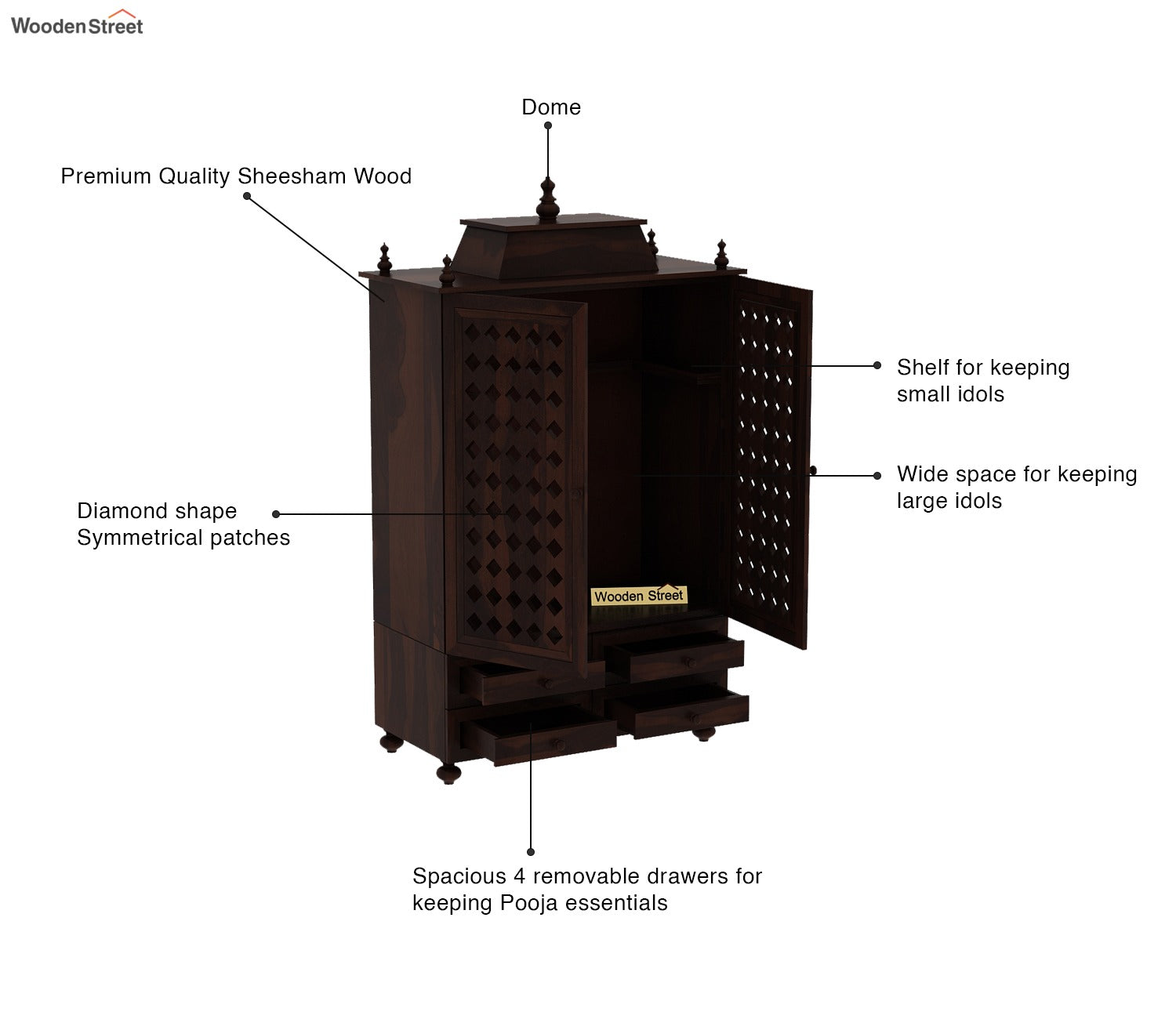 Maurya Home Temple (Walnut Finish)