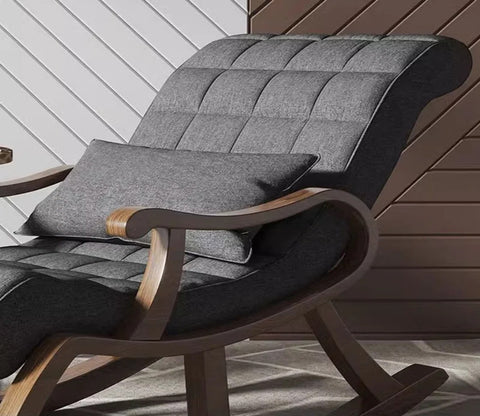 Adelita Handmade Wooden Brown Finish Rocking Chair (Grey)