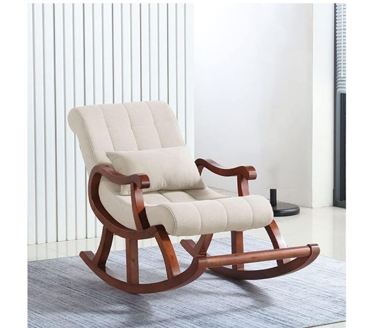 Starlette Honey Finish Handmade Wooden Rocking Chair (Ivory)