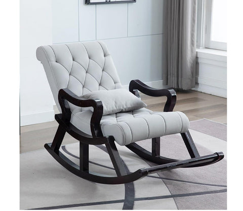 Diego Walnut Finish Handmade Wooden Rocking Chair (Grey)