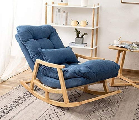 Caliste Natural Finish Handmade Wooden Rocking Chair (Blue)