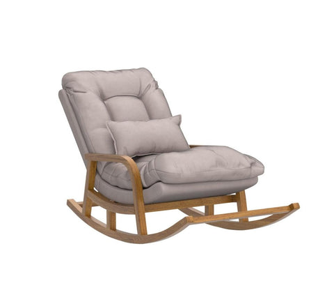 Caliste Natural Finish Handmade Wooden Rocking Chair (Grey)