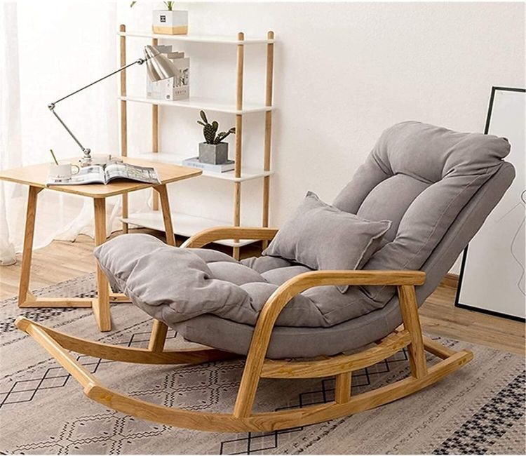 Caliste Natural Finish Handmade Wooden Rocking Chair (Grey)
