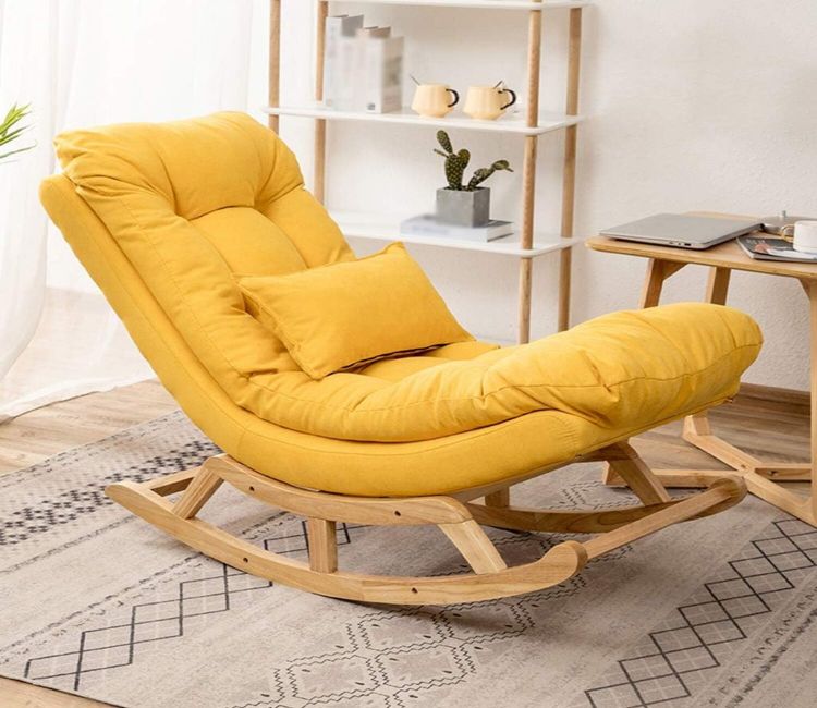 Caliste Natural Finish Handmade Wooden Rocking Chair (Yellow)