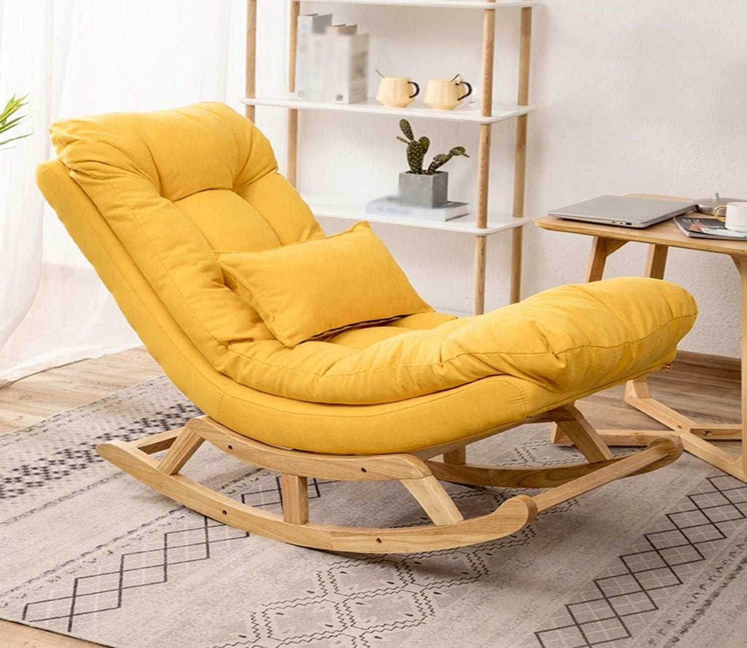 Caliste Natural Finish Handmade Wooden Rocking Chair (Yellow)