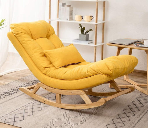 Caliste Natural Finish Handmade Wooden Rocking Chair (Yellow)