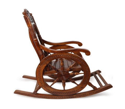 Sheesham Wood Traditional Carved Design Wooden Rocking Chair