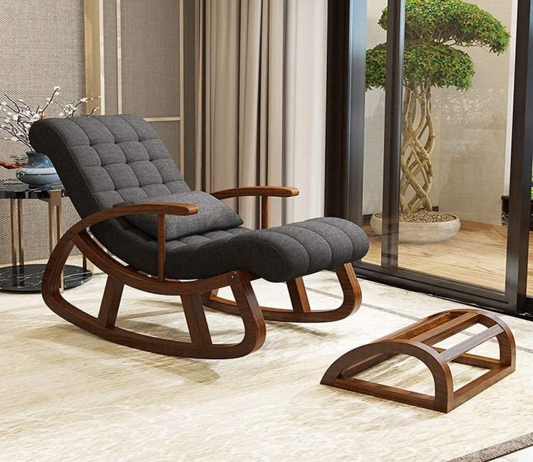 Dylan Walnut Finish Handmade Wooden Rocking Chair (Grey)