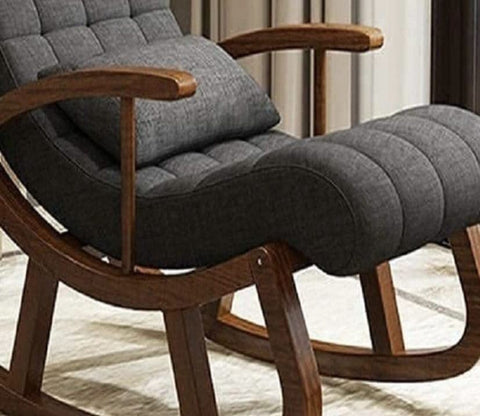 Dylan Walnut Finish Handmade Wooden Rocking Chair (Grey)