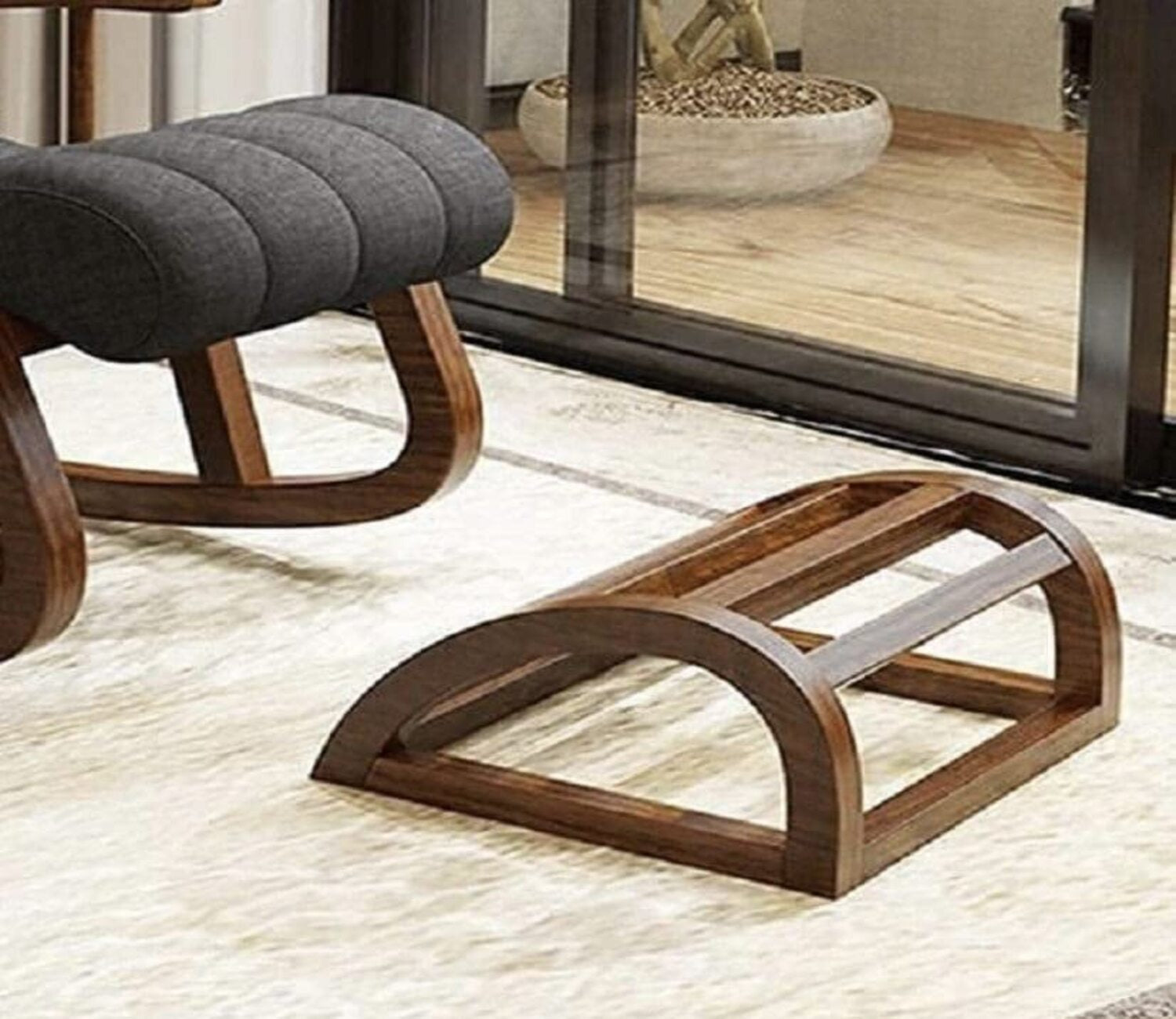 Dylan Walnut Finish Handmade Wooden Rocking Chair (Grey)