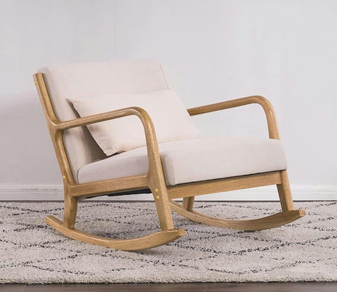 Breanna Handmade Teak Wood Natural Finish Rocking Chair (Beige)