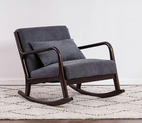 Rowan Handmade Teak Wood Walnut Finish Rocking Chair (Grey)