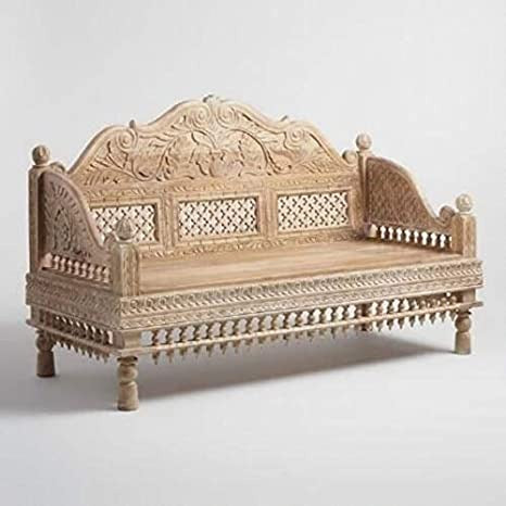 Hand Craved Sheesham Wood Seater Sofa Chair with Backrest