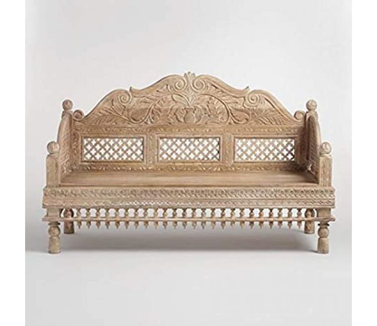 Hand Craved Sheesham Wood Seater Sofa Chair with Backrest