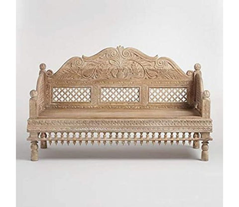 Hand Craved Sheesham Wood Seater Sofa Chair with Backrest