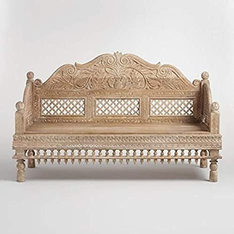 Hand Craved Sheesham Wood Seater Sofa Chair with Backrest