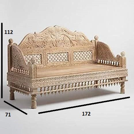 Hand Craved Sheesham Wood Seater Sofa Chair with Backrest
