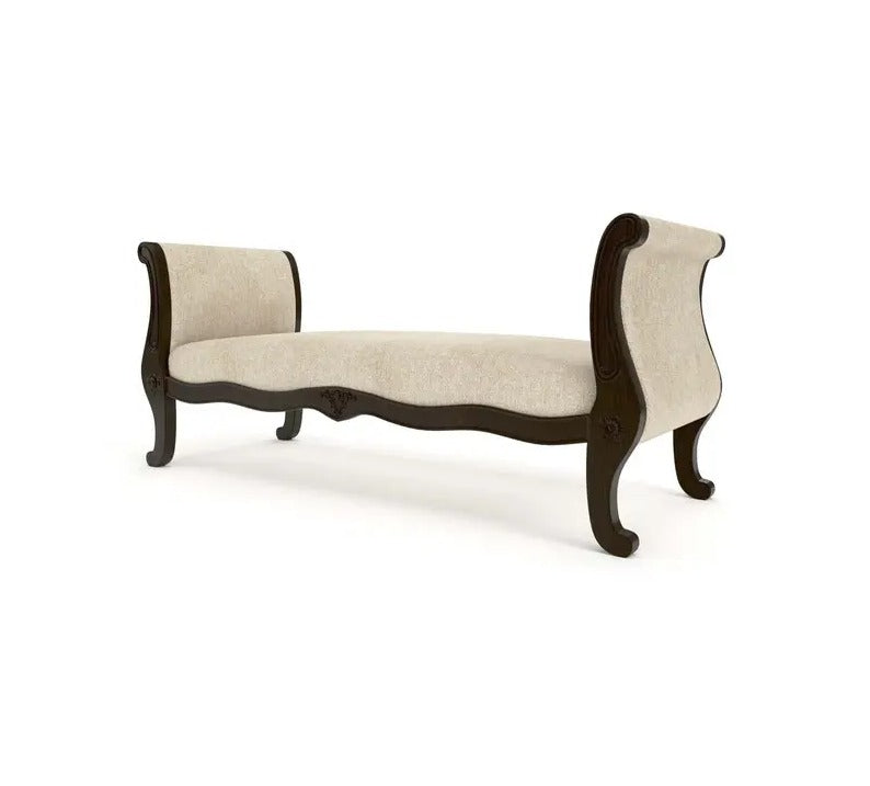 Cushioned Hand Craved Walnut Finish Sofa Chair
