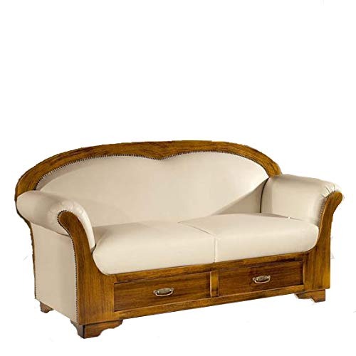 Honey Finish Cushioned Wooden Sofa Chair with Backrest